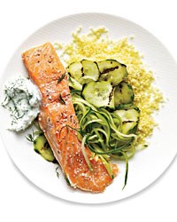 Salmon with cucumbers
