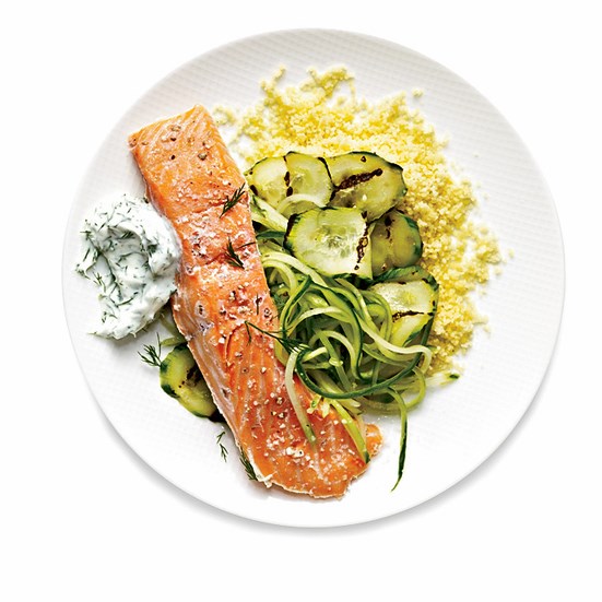 Salmon with cucumbers [Maria Hines]