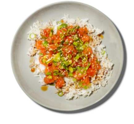 Salmon with cucumbers, soy, and ginger
