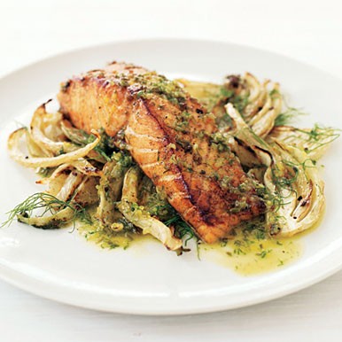 Salmon with fennel and Pernod