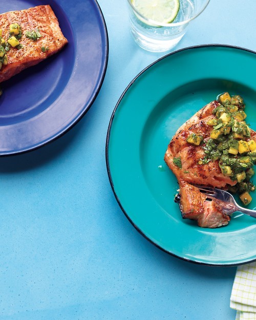 Salmon with mango chimichurri