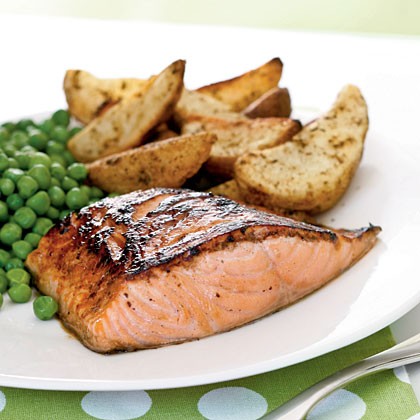 Salmon with maple-lemon glaze
