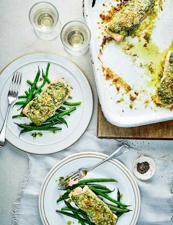 Salmon with pesto crust