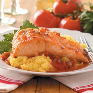 Salmon with polenta
