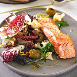 Salmon with roast cauliflower salad