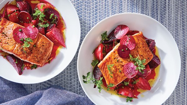 Salmon with roasted beets