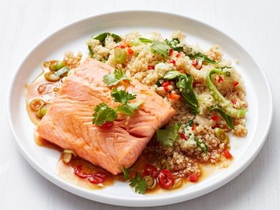 Salmon with sesame-ginger quinoa