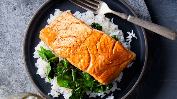 Salmon with sushi rice