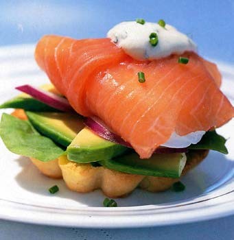 Salmon wrapped poached eggs