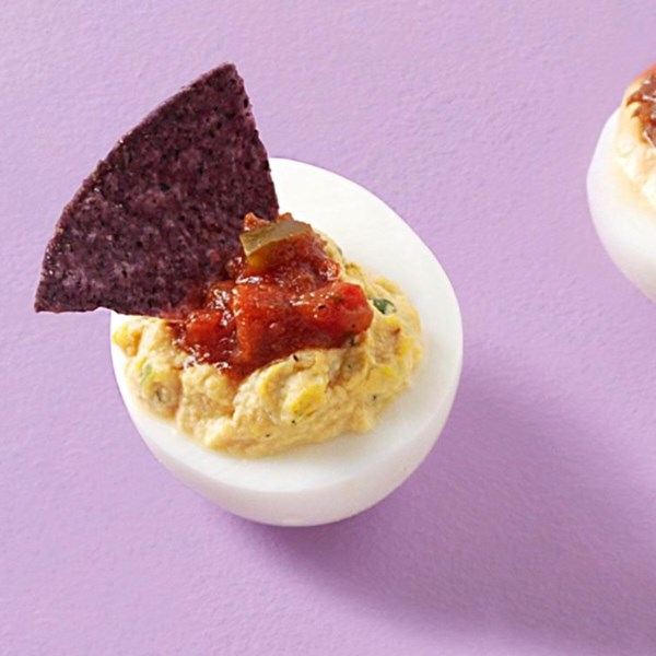 Salsa dipper deviled eggs