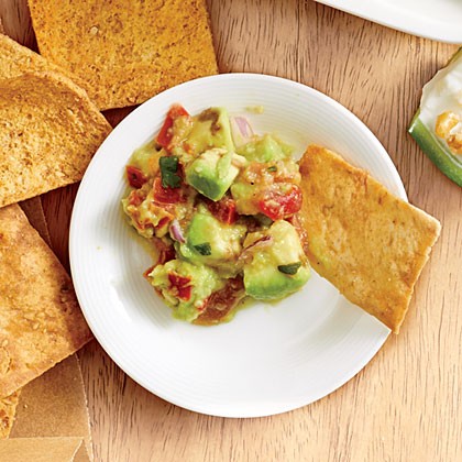 Salsa guac and pita chips