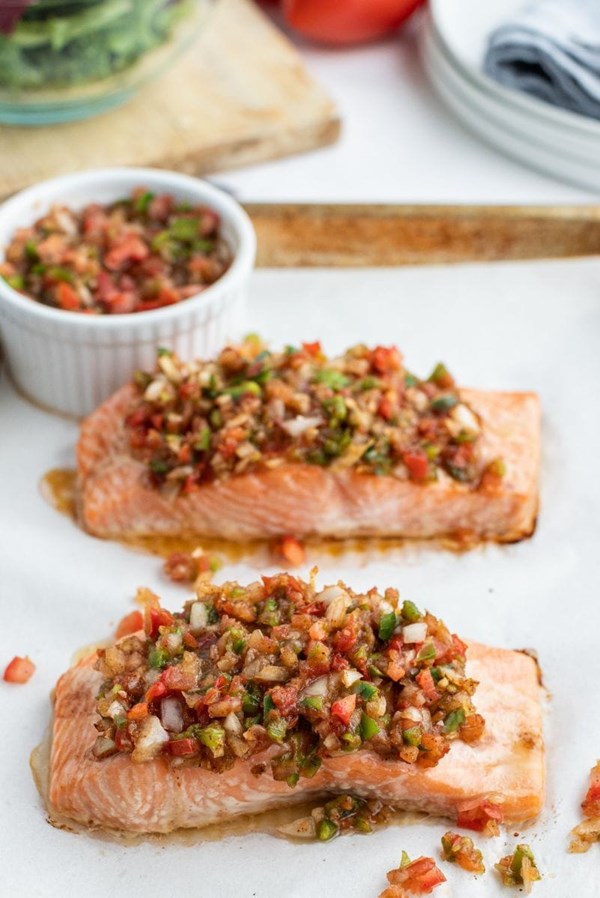 Salsa roasted salmon