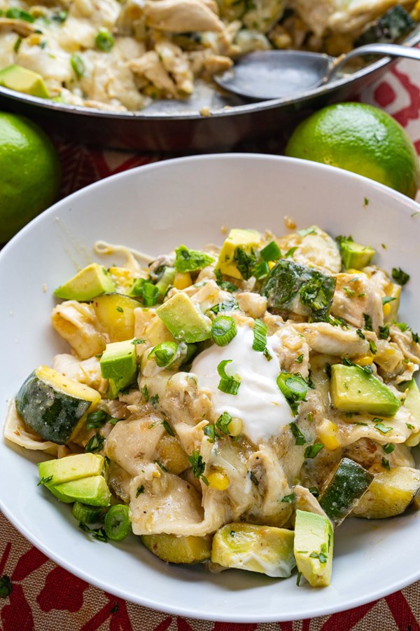 Salsa verde chicken enchilada skillet