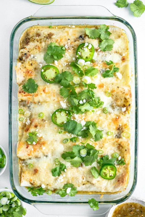 Salsa verde chicken enchiladas