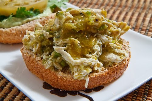 Salsa verde pulled chicken sandwich
