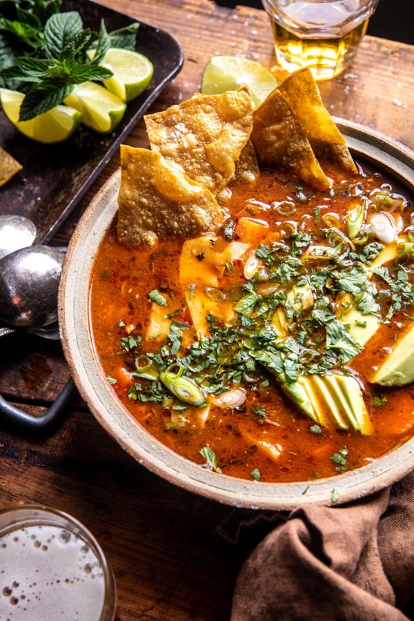 Salsa verde tortilla soup