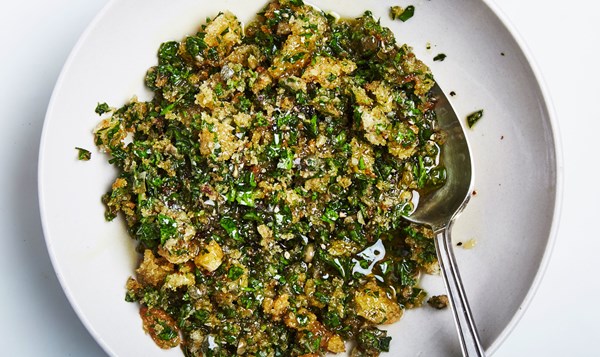 Salsa verde with toasted breadcrumbs