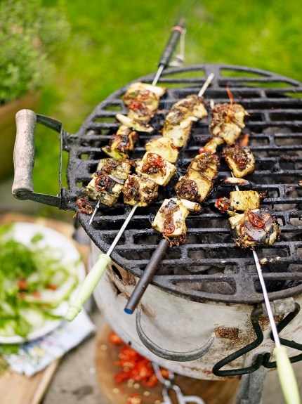 Salt & pepper tofu skewers