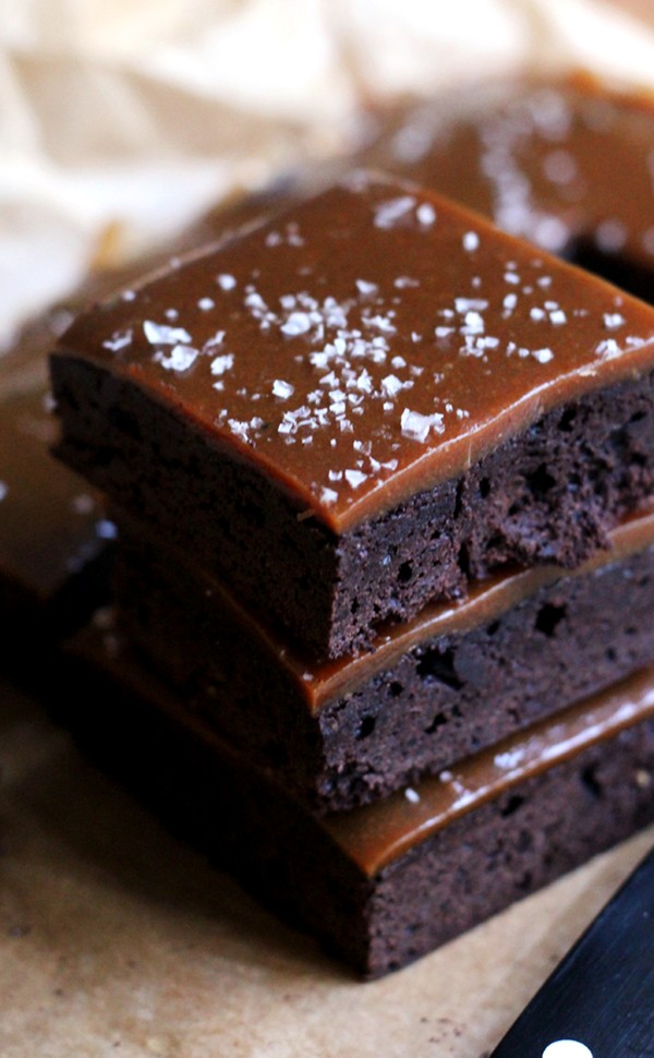 Salt and pepper caramel brownies