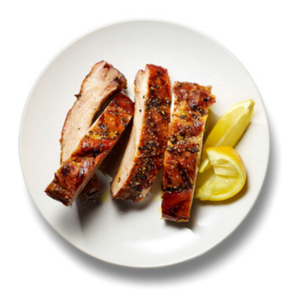 Salt and pepper-grilled baby back ribs