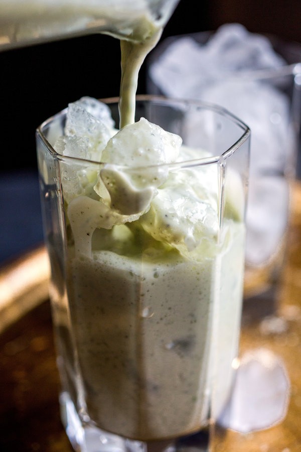 Salt and pepper lassi with mint
