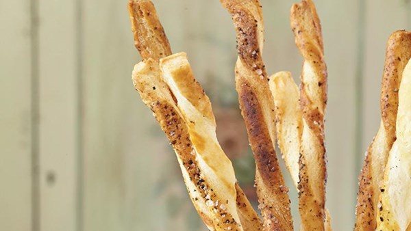 Salt-and-pepper puff pastry twists