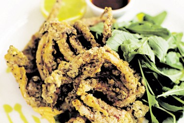 Salt and pepper squid with chipotle mayo and lime