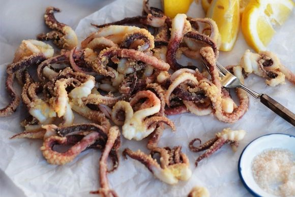 Salt and pepper squid with verjuice mayonnaise