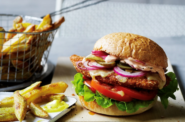 Salt and vinegar crumbed chicken burger