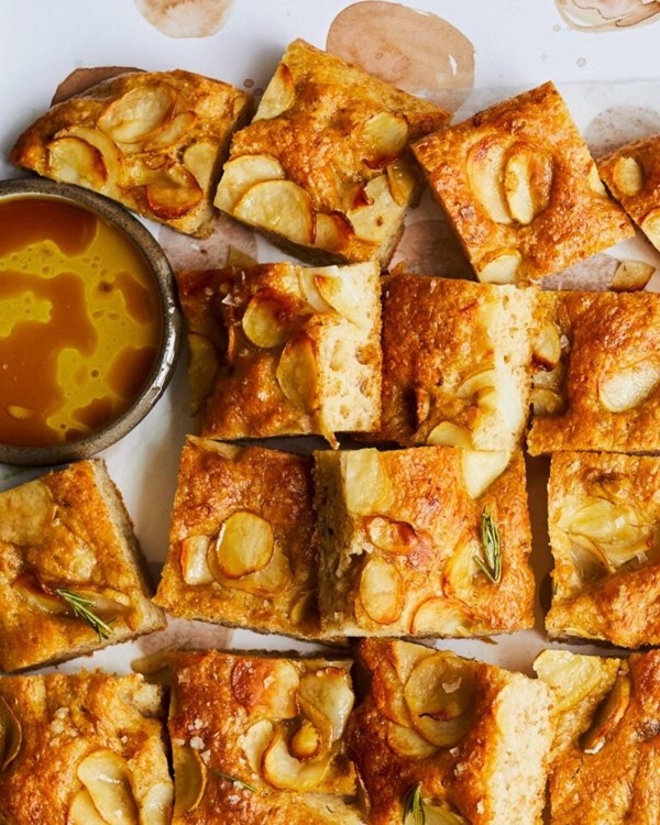 Salt and vinegar Jersey Royal focaccia 