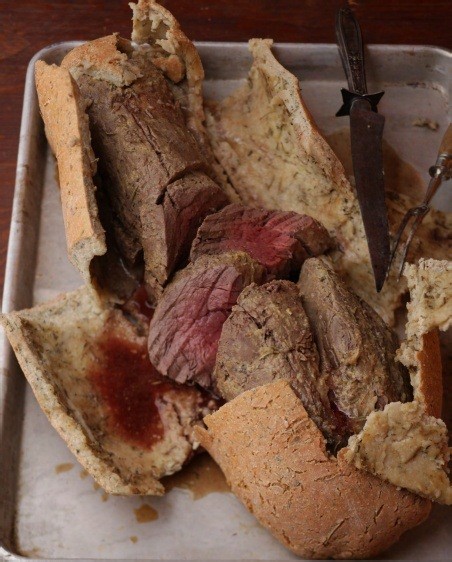Salt-baked beef tenderloin