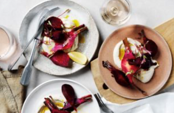 Salt-baked beetroot with burnt onion cream