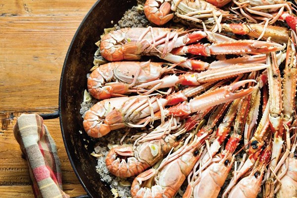 Salt-baked Dublin bay prawns with aioli