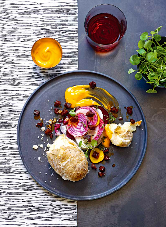 Salt-baked potatoes with chorizo mayonnaise