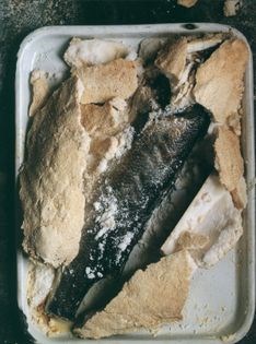 Salt-baked sea bass