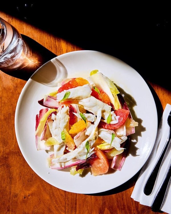 Salt-baked sea bass with citrus salad