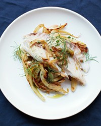 Salt-baked whole fish with fennel and olives