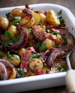 Salt beef, red onion & potato salad with anchovies & capers