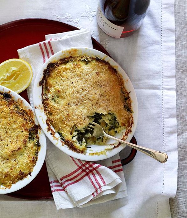 Salt cod and spinach gratin