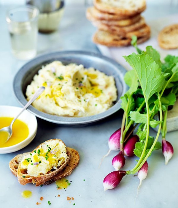 Salt-cod brandade with radish and citrus dressing