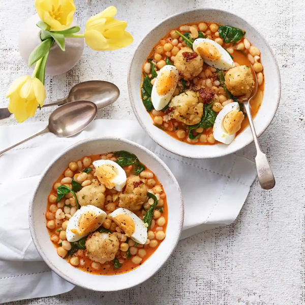Salt cod meatballs in chickpea soup (Albóndigas de semana santa)