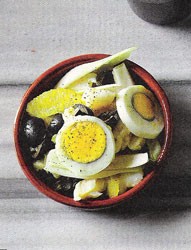 Salt cod, orange, onion and olive salad