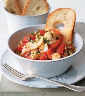 Salt cod with red peppers (Baccalà e peperoni)