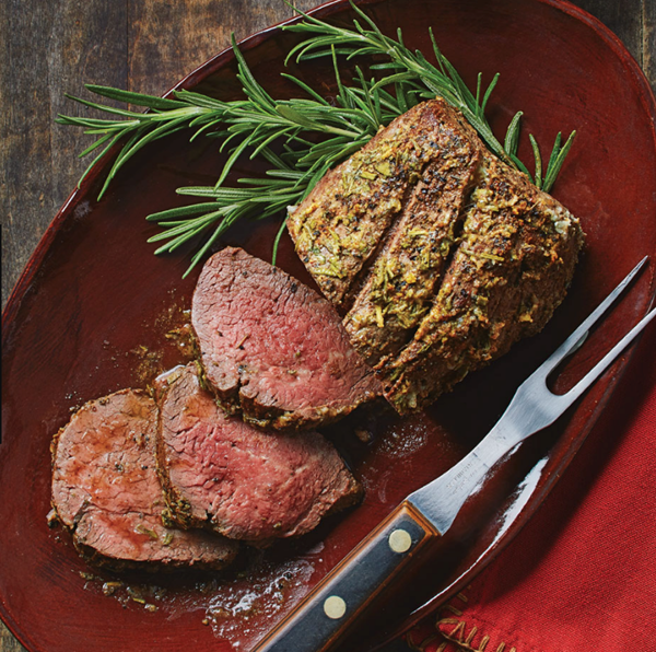 Salt-crusted beef tenderloin