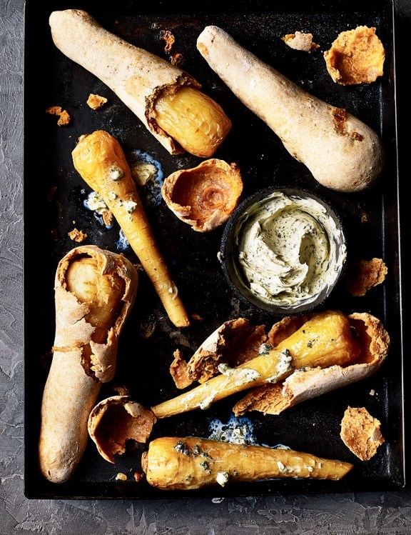 Salt-dough parsnips with whipped butter
