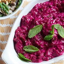 Salt-roasted beets with tehina sauce