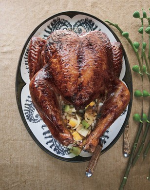 Salt-roasted turkey with lemon and oregano