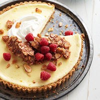 Salted almond praline tart