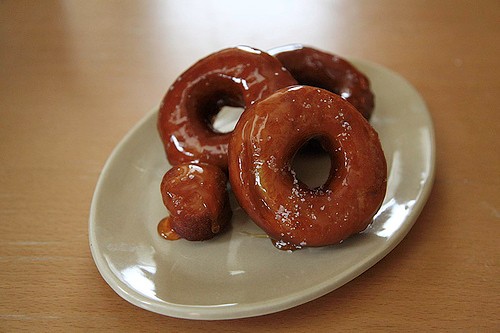Salted apple caramel bourbon glazed donuts