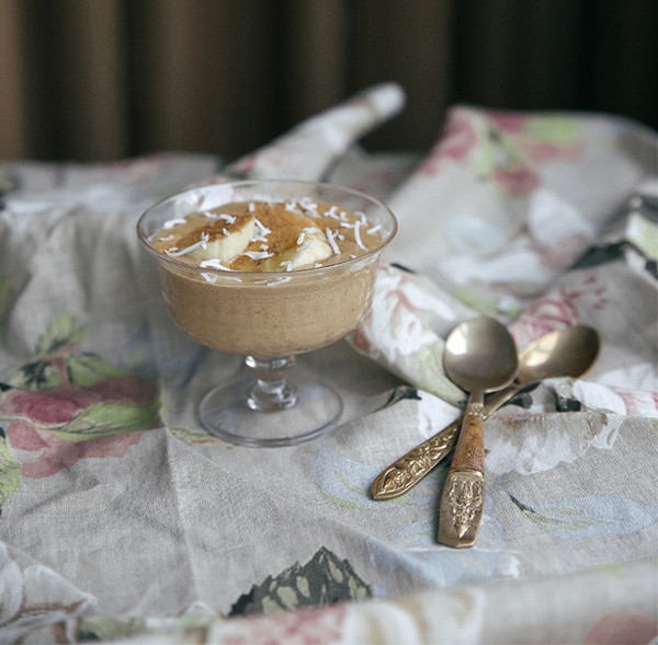 Salted banana & almond butter caramel mousse